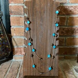 Long Teal and Brown Necklace